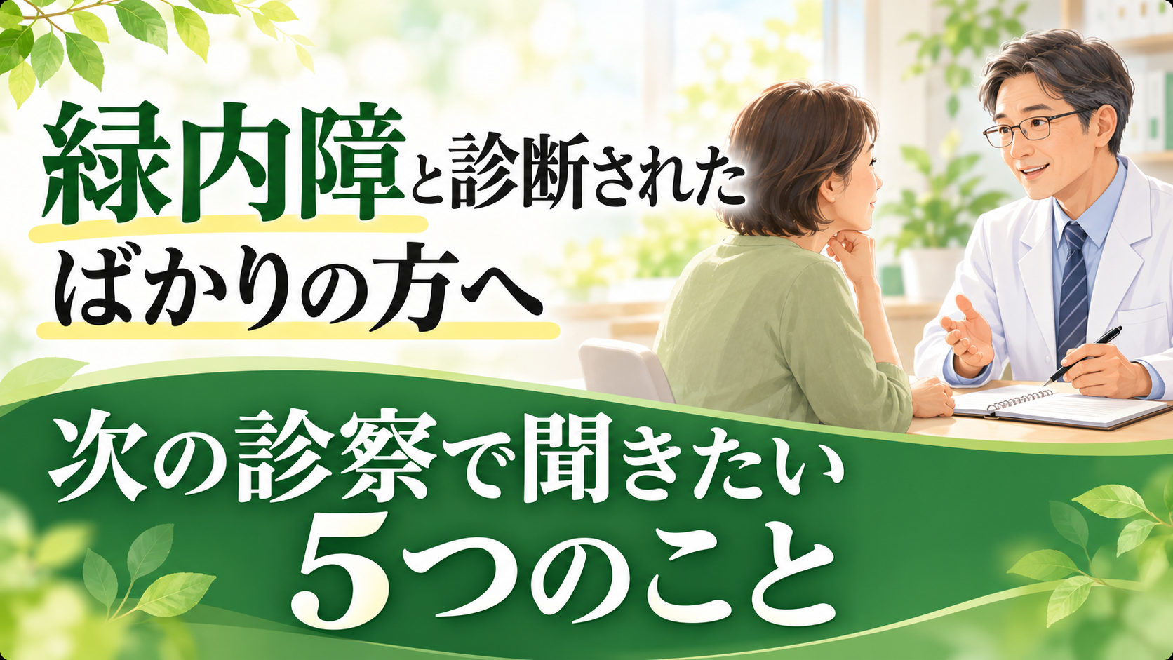 緑内障と診断されたばかりの方へ。次の診察で聞きたい5つのこと